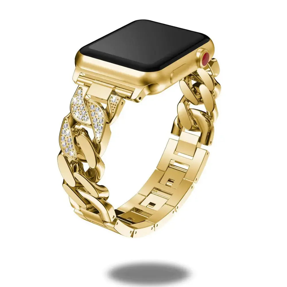 Stylish diamond chunky chain bracelet for women, featuring gold tones and rhinestone embellishments for a chic look.