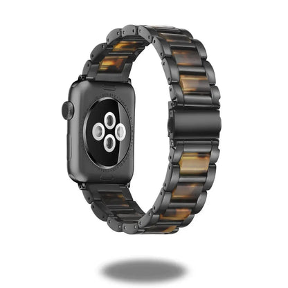 Luxury metal resin strap for smartwatches, stylish stainless steel and premium resin design, elegant and fashionable accessory.