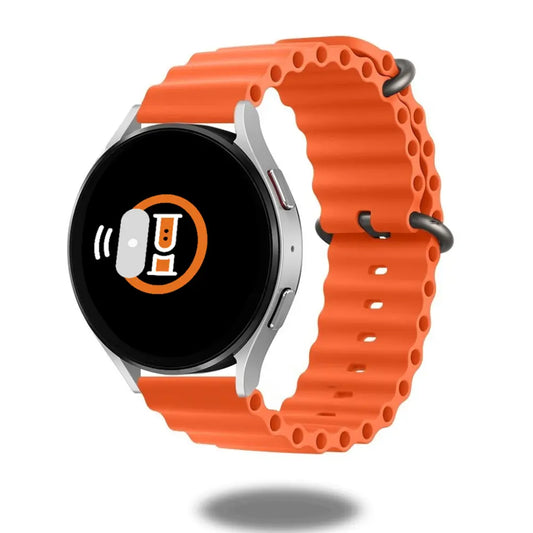 Orange Ocean Band 20mm for smartwatches, lightweight, waterproof, durable, perfect for extreme sports.