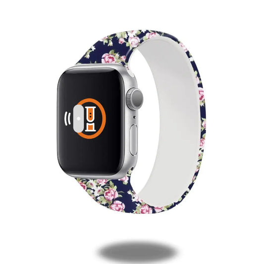 Colorful floral silicon solo loop watch band for a trendy look, designed for style and comfort.
