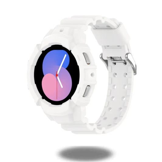 Rugged Silicon Case + Band for Samsung Galaxy Watch 5 and 4, featuring secure fit and tough protection.