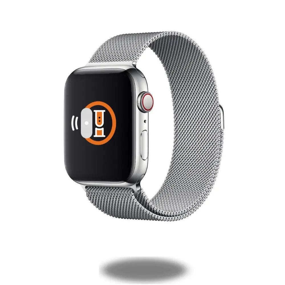 Modern Metal Mesh Loop for smartwatch, adjustable stainless steel design, Milanese style wristband, sleek black finish.