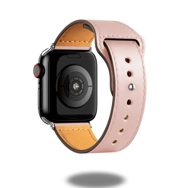 Stylish leather strap for Apple Watch — buckle adjustable, no tools