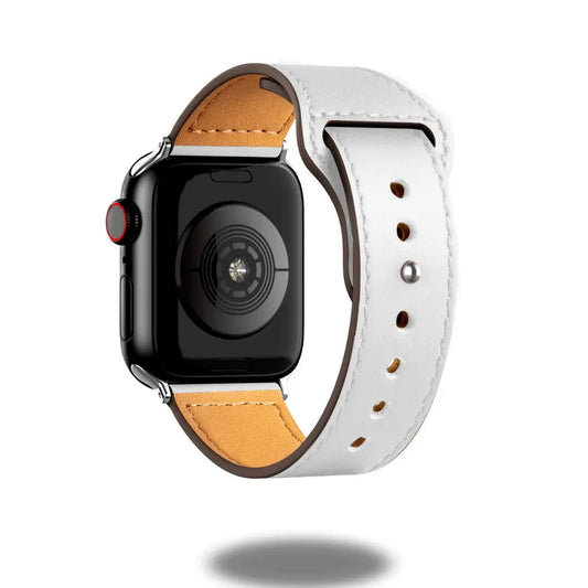 Stylish White Leather Strap for Apple Watch showcasing premium leather design and modern aesthetic.